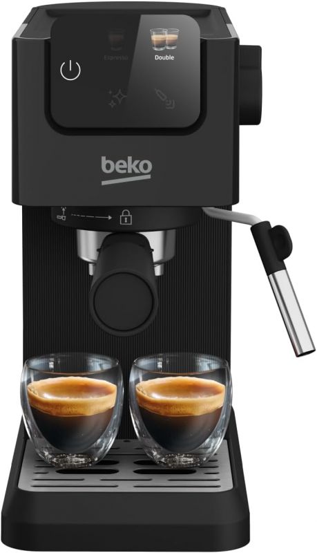 Кавоварка Beko ріжкова 1.1л, мелена, ручний капучинатор, підігрів чашок, авторецептів - 2, дисплей, чорний