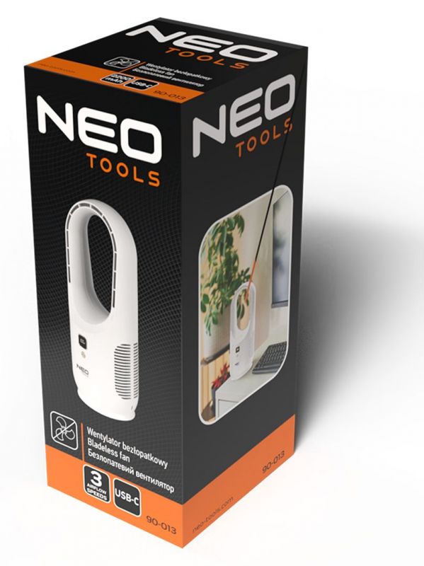 Вентилятор настільний акумуляторний Neo Tools, 345мм, 2200 мАч, білий