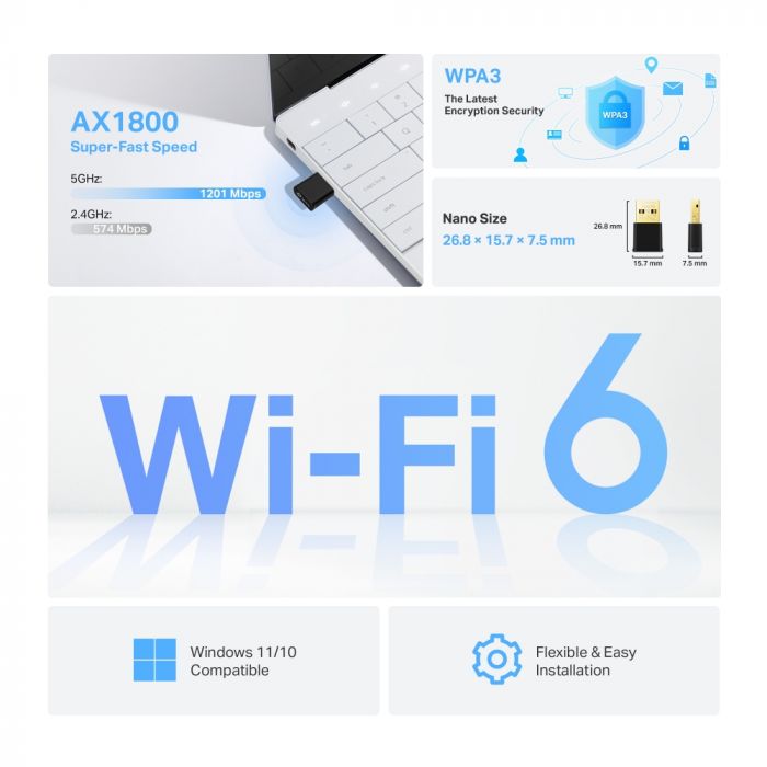 WiFi-адаптер TP-LINK Archer TX20U Nano AX1800 USB 2.0