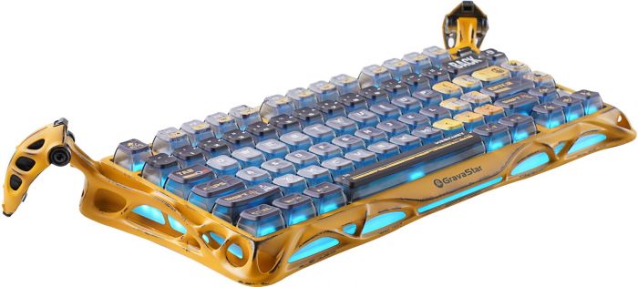 Клавіатура механічна GravaStar Mercury K1 Pro 80keys, GravaStar x Kailh Speedy Mint, BT/WL/USB, жовтий