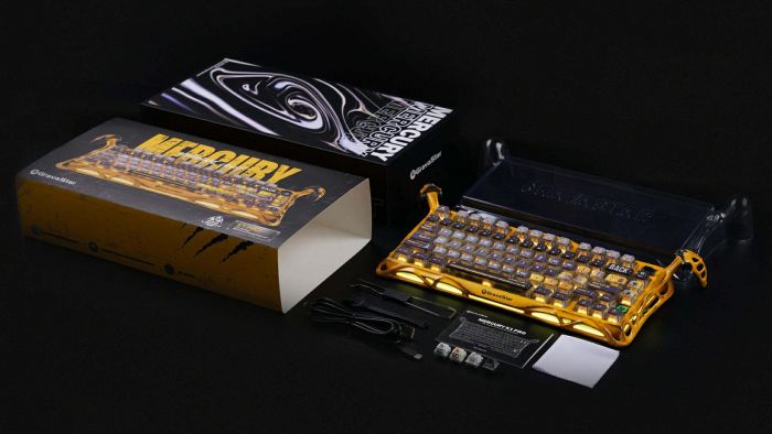 Клавіатура механічна GravaStar Mercury K1 Pro 80keys, GravaStar x Kailh Speedy Mint, BT/WL/USB, жовтий