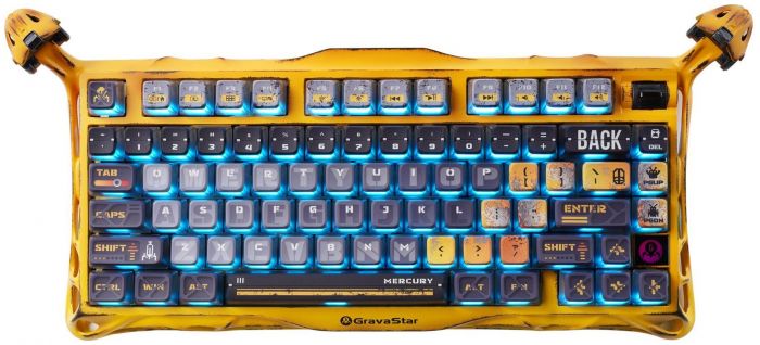 Клавіатура механічна GravaStar Mercury K1 Pro 80keys, GravaStar x Kailh Speedy Mint, BT/WL/USB, жовтий