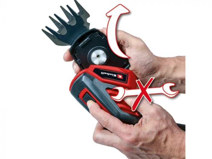 Ножиці для трави і кущів акумуляторні Einhell GC-CG 36/70 Li, 3.6В, акб 2Аг, різ 7/11см, крок різу 8мм, телескопічна ручка, 0.61 кг