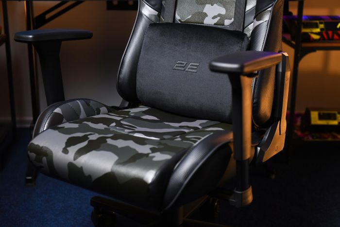 Крісло 2E GAMING HIBAGON II, ПУ шкіра, 3D-Armrests, чорно-зелений