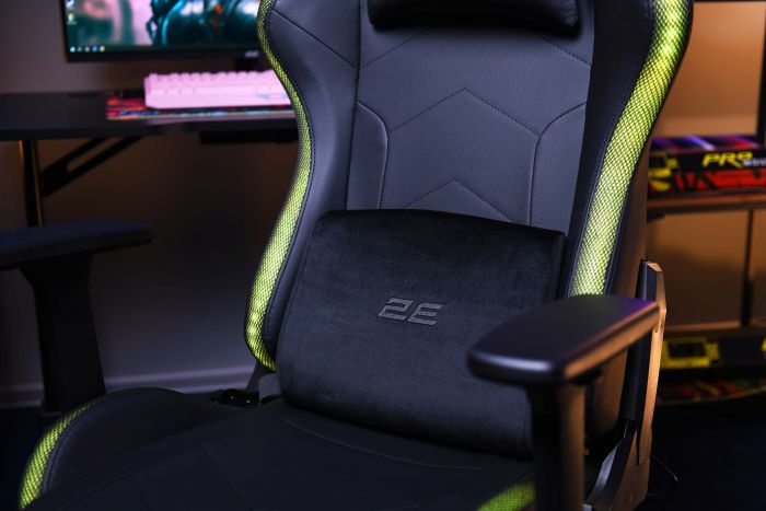 Крісло 2E GAMING OGAMA II RGB, ПУ шкіра, 3D-Armrests, чорний
