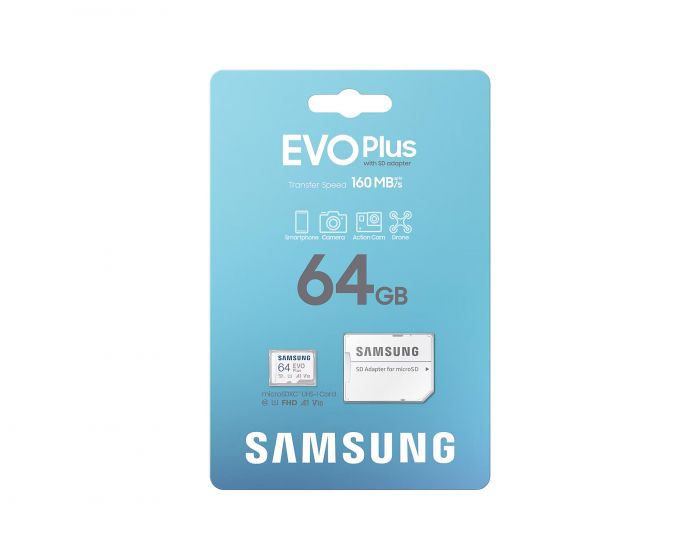 Карта пам'яті Samsung microSDXC   64GB C10 UHS-I R130MB/s Evo Plus + SD