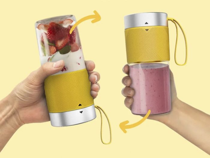 Блендер Tefal Lightmix портативний для смузі, чаша-300мл, USB, тритан, жовтий