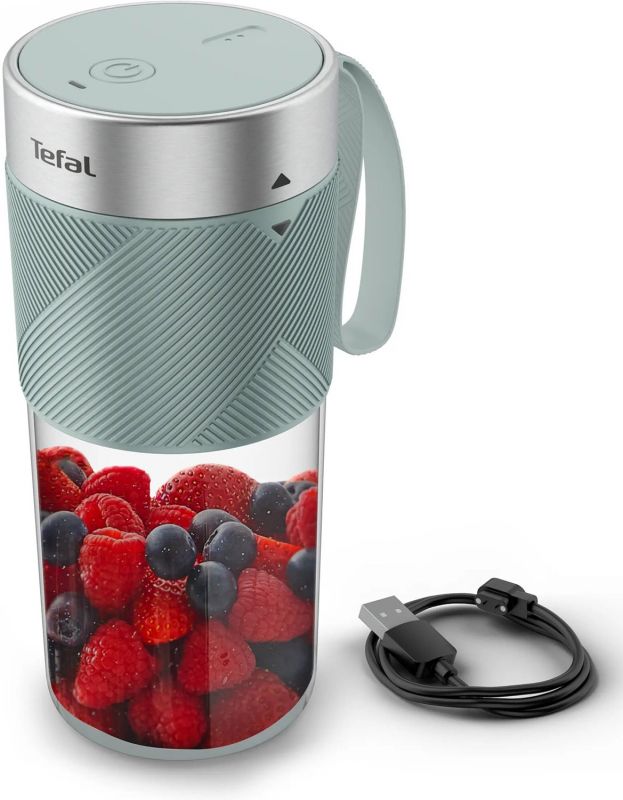 Блендер Tefal Lightmix портативний для смузі, чаша-300мл, USB, тритан, зелений