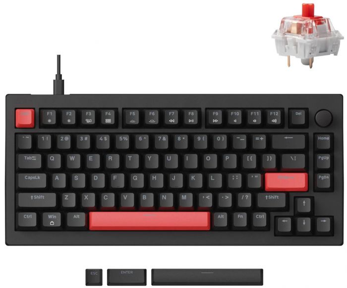 Клавіатура механічна Lemokey X4 84Key, Keychron Red, USB-A, QMK/VIA, Hot-Swap, EN/UKR, RGB, чорний