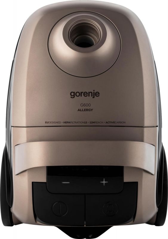 Пилосос Gorenje мішковий, 850Вт, конт пил -3л, HEPA, сенсорне упр, телескоп трубка, бронзовий