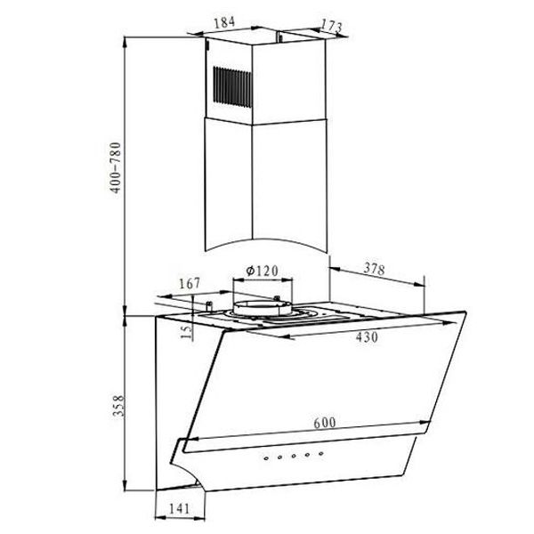 Витяжка Hansa похила, 60см, 366м3ч, чорна