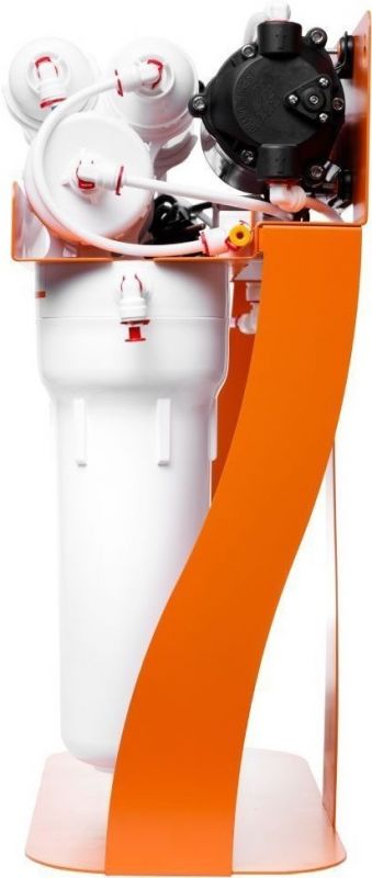 Фільтр зворотного осмосу Ecosoft Absolute з мінералізатором та помпою на станині, мембрана 75gpd DuPont, дренаж 1:1