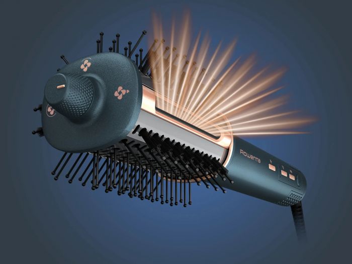 Фен-щітка Rowenta Air Brush 3D, 1200Вт, 3 режими, іоніз-я, хол. обдув, функція фену, кераміка, чорно-золотий