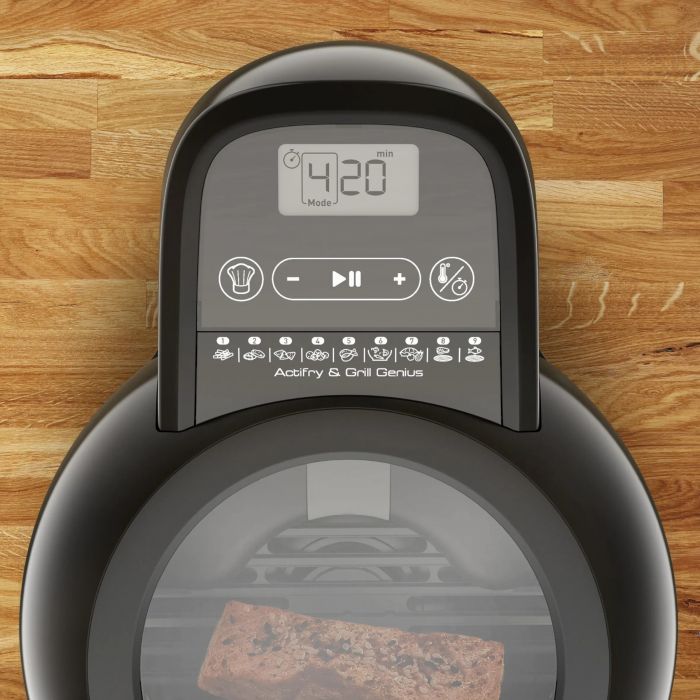 Мультипіч Tefal ActiFry & Grill Genius, 1500Вт, чаша-4л, сенсорне керув., підкл. до смартфону, авто перемішування, пластик, чорно-золотий