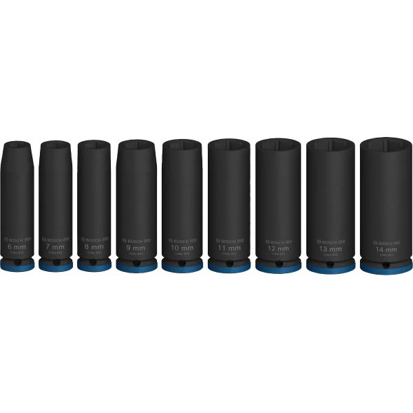 Набір ударних торцевих головок Bosch Professional Deep 9шт 1/4" 50мм