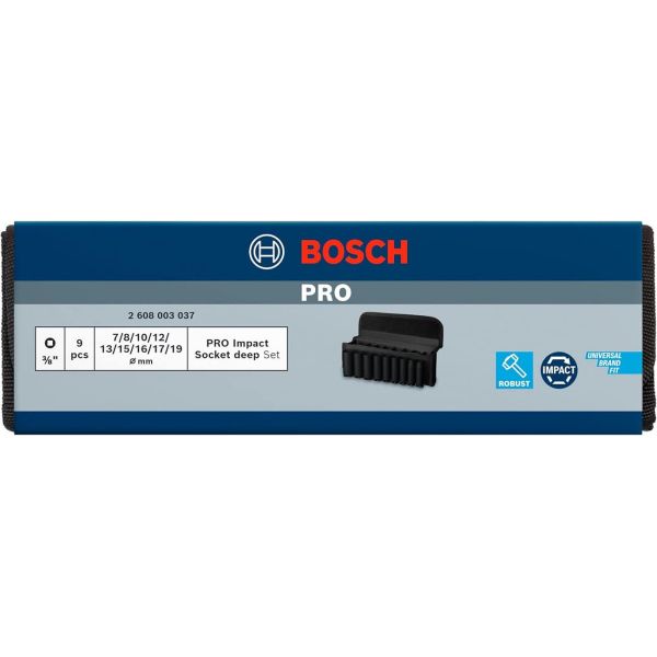 Набір ударних торцевих головок Bosch Professional Deep 9шт 3/8" 63мм