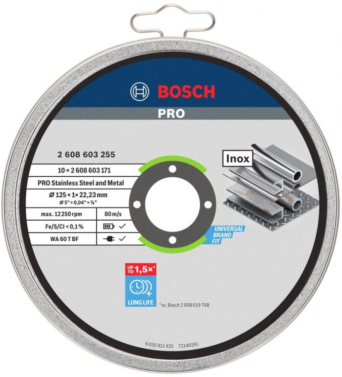 Диск відрізний Bosch Stand PRO по металу, 125х1.0х22.2мм, 10шт