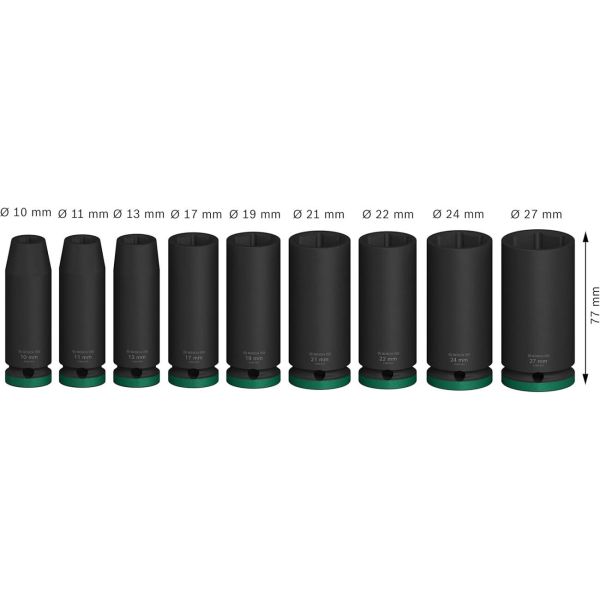 Набір ударних торцевих головок Bosch Professional Deep 1/2" 9шт
