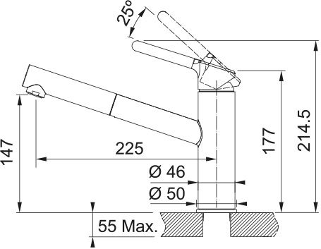 Змішувач для кухні Franke Orbit Pull Out, довж.виливу - 225мм, витяжний, 1важіль, хром-мигдаль