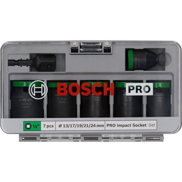 Набір ударних торцевих головок Bosch Professional Standart 7шт 1/2" з адаптером