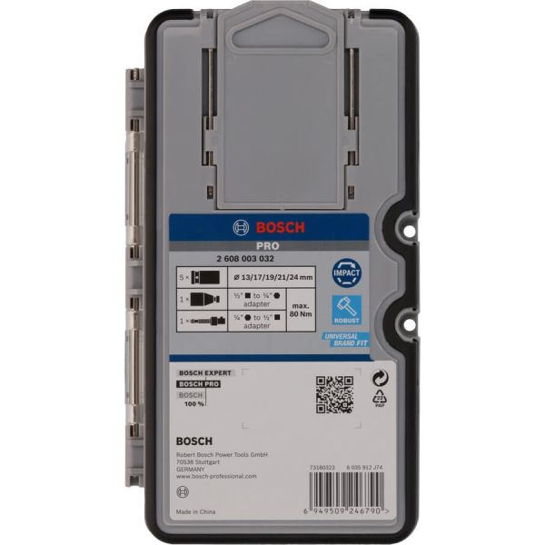 Набір ударних торцевих головок Bosch Professional Standart 7шт 1/2" з адаптером