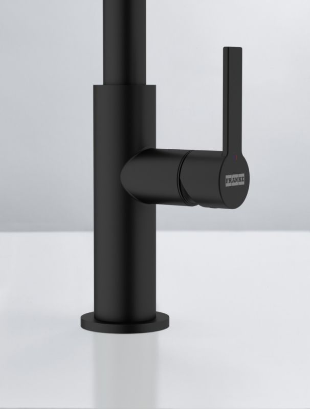 Змішувач для кухні Franke Maris Slim J, довж.виливу - 252мм, поворотний, 1важіль, чорний матовий