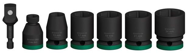 Набір ударних торцевих головок Bosch Professional Standart 7шт 1/2" з адаптером