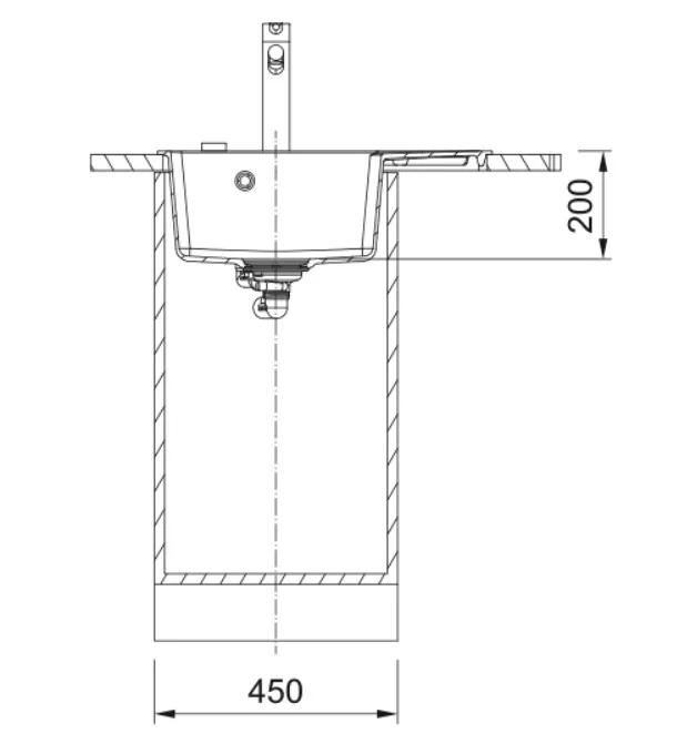 Мийка кухонна Franke Centro, фраграніт, прямокутник, з крилом, 620х500х200мм, чаша - 1, врізна, CNG 611-62 TL, сірий сланець