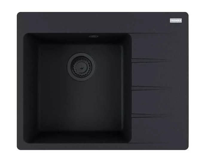 Мийка кухонна Franke Centro, фраграніт, прямокутник, з крилом, 620х500х200мм, чаша - 1, врізна, CNG 611-62 TL, чорний матовий