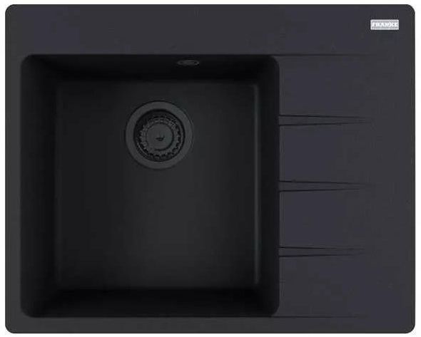 Мийка кухонна Franke Centro, фраграніт, прямокутник, з крилом, 620х500х200мм, чаша - 1, врізна, CNG 611-62 TL, чорний матовий