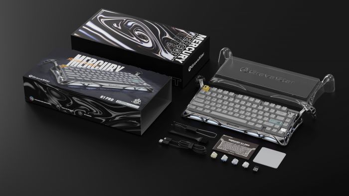 Клавіатура механічна GravaStar Mercury K1 Pro 80keys, GravaStar x Kailh Speedy Mint, EN/UKR, BT/WL/USB, сірий