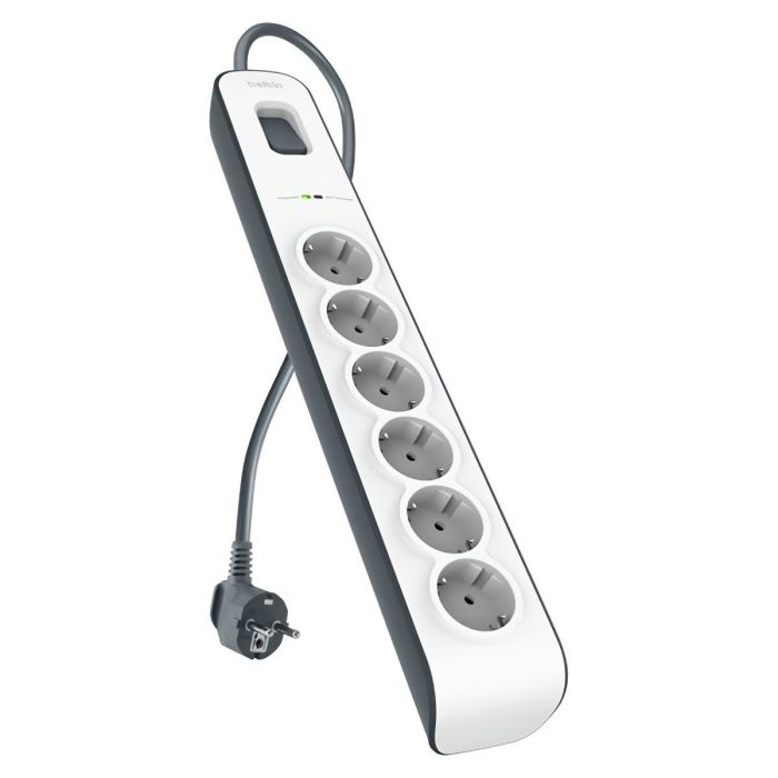Подовжувач-фільтр мережевий Belkin 6хТип F, 3x1.5мм кв, 16А, з захистом від перенапруги, 2м, білий