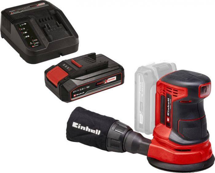 Шліфмашина ексцентрикова акумуляторна Einhell TE-RS 18 Li Kit 18В акб 1х2.5А·год 125мм 14000-22000об/хв 1.2кг
