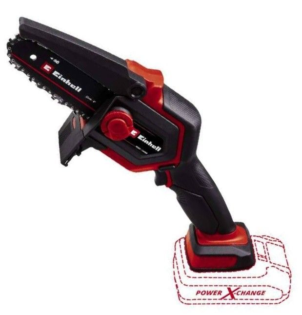 Пила ланцюгова акумуляторна Einhell GE-PS 18/15 Li BL Kit PXC 18В акб 1х2.5А·год шина 158мм різ 125мм 4.8 м/с 1.1кг