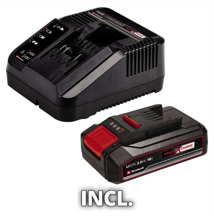 Пила ланцюгова акумуляторна Einhell GE-PS 18/15 Li BL Kit PXC 18В акб 1х2.5А·год шина 158мм різ 125мм 4.8 м/с 1.1кг