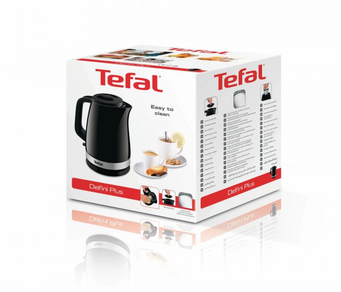 Електрочайник Tefal Delfini 1.7л, пластик, сріблясто-чорний