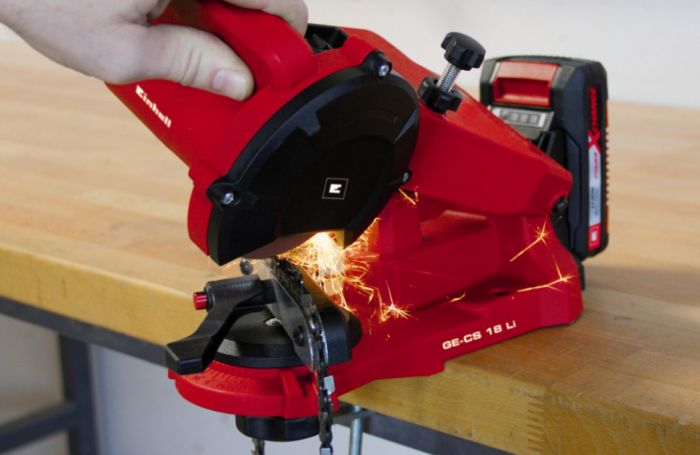 Верстат для заточування ланцюгів акумуляторний Einhell GE-CS 18 Li - Solo 18В PXC 6500 об/хв диск 108х23мм 1.68кг без АКБ і ЗП