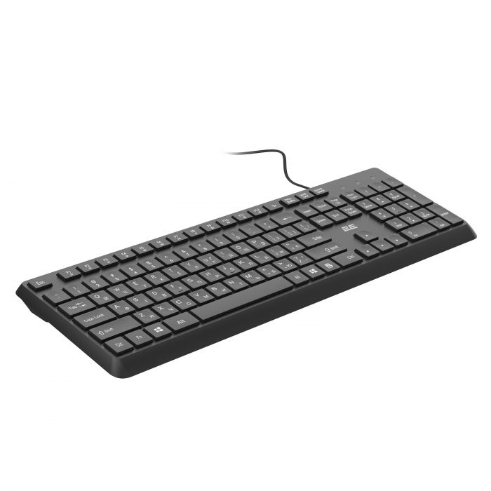 Клавіатура мембранна 2E KS405 104key, USB-A, EN/UK, чорний