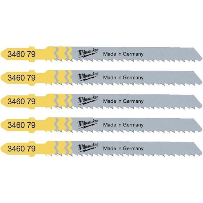 Полотно пиляльне для лобзика Milwaukee T101BR, по дереву, крок зуба 2.5мм х 75мм, 5шт