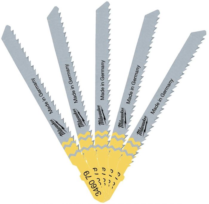 Полотно пиляльне для лобзика Milwaukee T101BR, по дереву, крок зуба 2.5мм х 75мм, 5шт