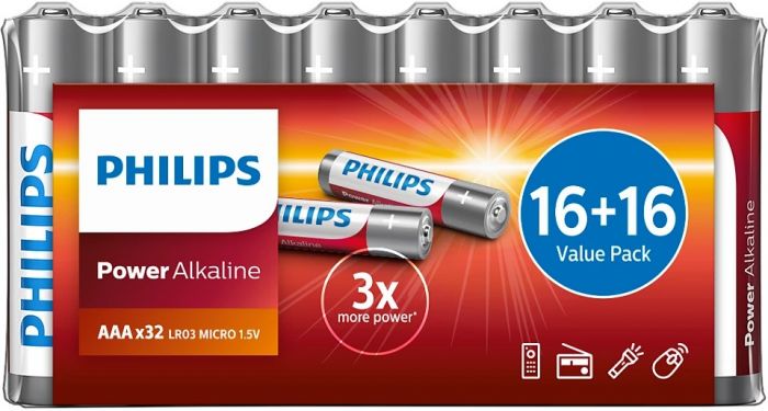 Батарейка Philips Power Alkaline AAA лужна. плівка, 32 шт