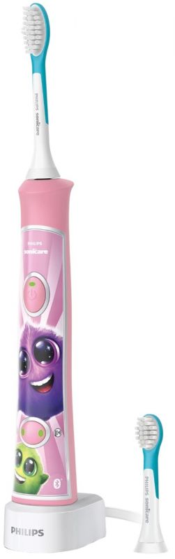 Щітка зубна електр. Philips, Sonicare For Kids, для дітей, 62т. колив/хв, насадок-2, Bluetooth, рожевий