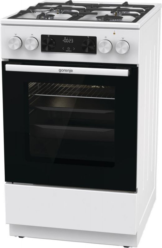 Плита Gorenje комбінована, 70л, 50x60см, дисплей, IconLed, чавун, білий