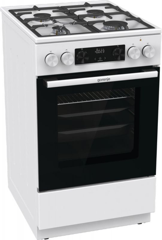 Плита Gorenje комбінована, 70л, 50x60см, дисплей, IconLed, чавун, білий