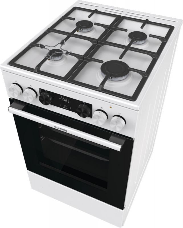 Плита Gorenje комбінована, 70л, 50x60см, дисплей, IconLed, чавун, білий