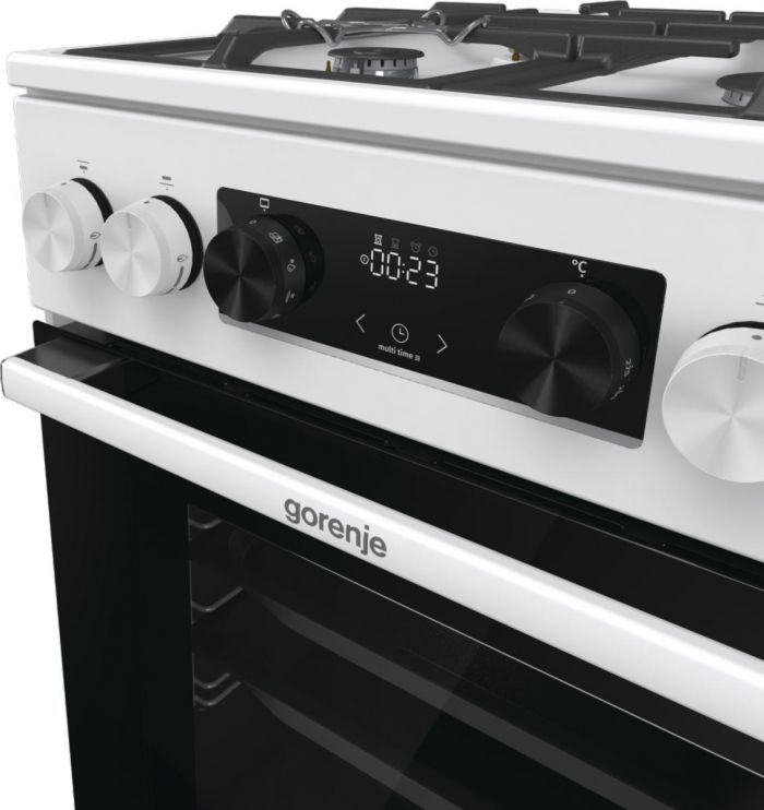Плита Gorenje комбінована, 70л, 50x60см, дисплей, IconLed, чавун, білий
