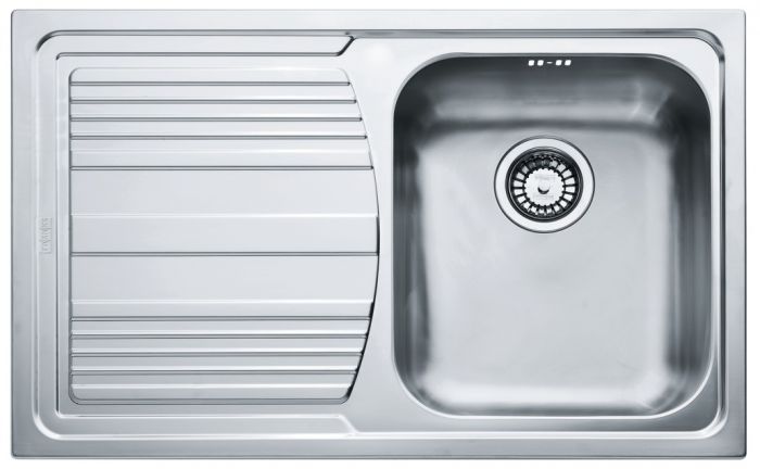 Кухонна мийка Franke Logica Line, нержав. сталь полірована, прямок. з крилом,790х500х195 мм, чаша- 1накладна, LLX 611-79, хром