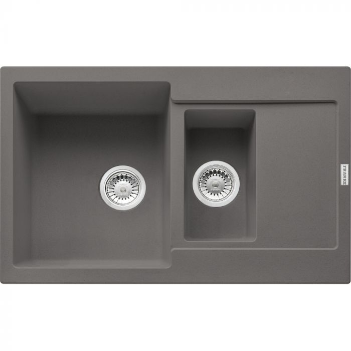 Кухонна мийка Franke Maris, фраграніт, прямокут., з крилом, 780х500х200мм, чаша-2, накладна, сірий камінь