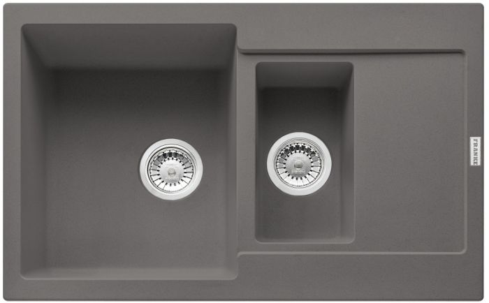 Кухонна мийка Franke Maris, фраграніт, прямокут., з крилом, 780х500х200мм, чаша-2, накладна, сірий камінь