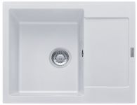 Мийка кухонна Franke Maris, фраграніт, прямокутник, з крилом, 620х500х200мм, чаша - 1, врізна, MRG 611-62, білий